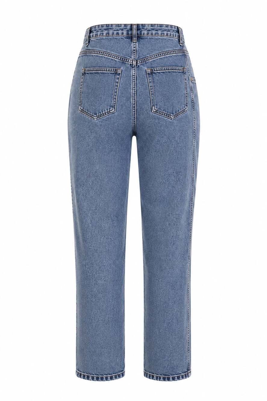 Stefano International Vintage High Waist Acid-Wash Distressed-Style Mom Jeans (S - Picture 2 of 5